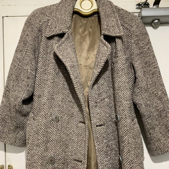 VINTAGE RAFFINATI TWEED DOUBLE BREAST TRENCH COATS SIZE M/L - Picture 10 of 11